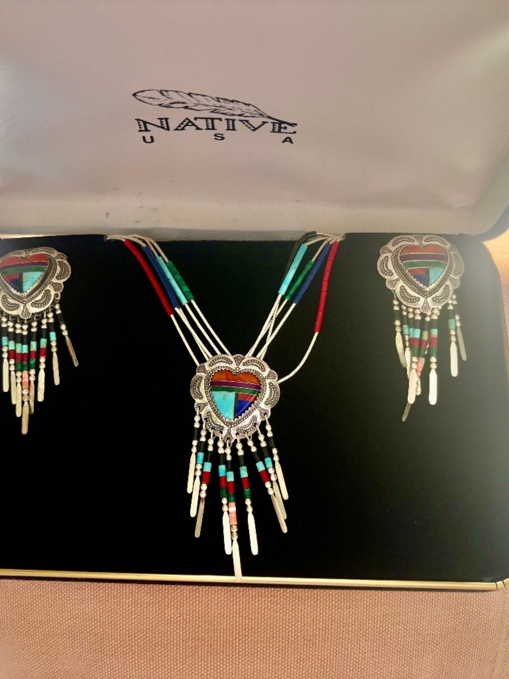 Vintage Carolyn Pollack for Quoc Liquid Sterling 5 Strand Necklace and Earrings